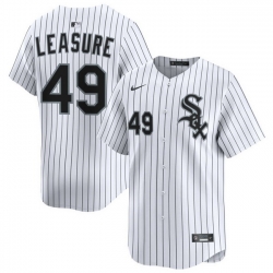 Men Chicago White Sox Nike Home Limited Jersey White Leasure Jordan 49