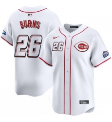 Men Cincinnati Reds 26 Chase Burns White 2025 Speedway Classic Home Limited Stitched Baseball Jersey