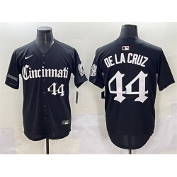 Men Cincinnati Reds 44 Elly De La Cruz Black  27Gothic Queen City Edition 27 Vapor Premier Limited Stitched Baseball Jersey