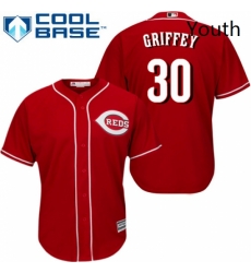 Youth Majestic Cincinnati Reds 30 Ken Griffey Replica Red Alternate Cool Base MLB Jersey