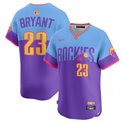Men Colorado Rockies 23 Kris Bryant Purple Light Blue 2025 City Connect Limited Stitched Baseball Jersey