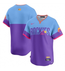 Men Colorado Rockies Blank Purple Light Blue 2025 City Connect Limited Stitched Baseball Jersey