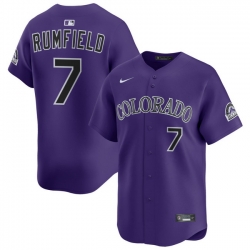 Men Colorado Rockies Nike Purple Alternate Limited Jersey Rumfield TJ 7