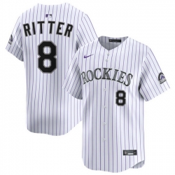 Men Colorado Rockies Nike White Alternate Limited Jersey RITTER 8