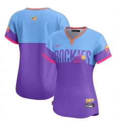 Women Colorado Rockies Blank Purple Light Blue 2025 City Connect Limited Stitched Baseball Jersey Women Colorado Rockies Blank Purple Light Blue 2025 City Connect Limited Stitched Baseball Jersey