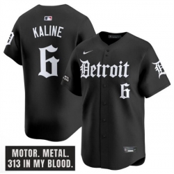 Men Detroit Tigers 6 Al Kaline Black  27Motor Gothic Edition 27 Vapor Premier Limited Stitched Baseball Jersey