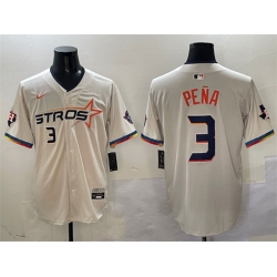 Men Houston Astros 3 Jeremy Pena Cream 2025 City Connect With Texas Patch Limited Stitched Baseball Jersey