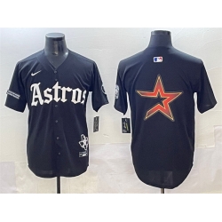 Men Houston Astros Team Big Logo Black Gothic  27Houston Born Barrio Raised 27 Limited Stitched Baseball Jersey