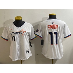 Women Houston Astros 11 Cam Smith White 2025 City Connect Limited Stitched Baseball Jersey