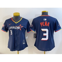 Women Houston Astros 3 Jeremy Pena Navy 2025 City Connect With Texas Patch Limited Stitched Baseball Jersey
