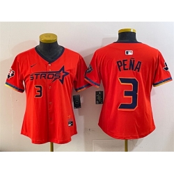 Youth Houston Astros 3 Jeremy Pena Orange 2025 City Connect With Texas Patch Limited Stitched Baseball Jersey