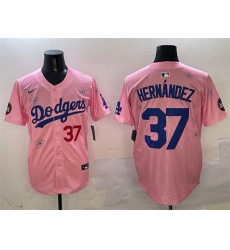Men Los Angeles Dodgers 37 Teoscar Hernandez Pink 2025 Tokyo Series Limited Stitched Baseball Jersey