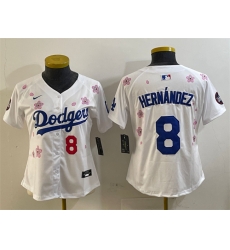 Women Los Angeles Dodgers 8 Enrique Hernandez White 2025 Tokyo Series Limited Stitched Baseball Jersey