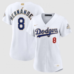 Women Los Angeles Dodgers Enrique Hernández Nike White 2026 Gold Collection Stadium Jersey