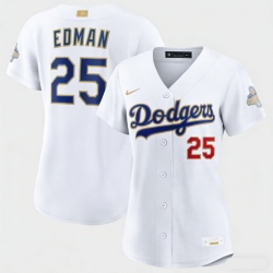 Women Los Angeles Dodgers Tommy Edman Nike White 2026 Gold Collection Stadium Jersey