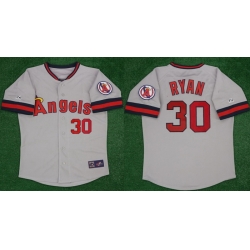 Men Los Angeles Angels Nolan Ryan #30 Majestic Gray Stitched MLB Jersey
