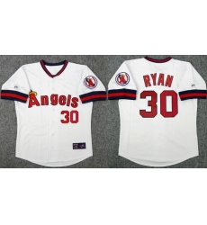 Men Los Angeles Angels Nolan Ryan 30 Majestic Home White Stitched MLB Jersey I