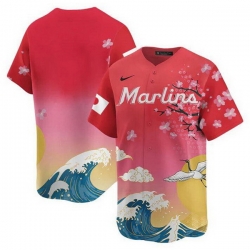 Men Miami Marlins Blank Pink Japanese Heritage Night 2025 Limited Baseball Jersey