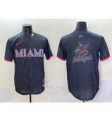 Men Miami Marlins Team Big Logo Black 2025 City Connect Limited Stitched Baseball Jersey Men Miami Marlins Team Big Logo Black 2025 City Connect Limited Stitched Baseball Jersey