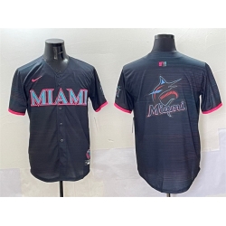 Men Miami Marlins Team Big Logo Black 2025 City Connect Limited Stitched Baseball Jersey