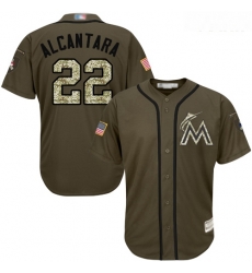 Marlins #22 Sandy Alcantara Green Salute to Service Stitched Youth Baseball Jersey Marlins #22 Sandy Alcantara Green Salute to Service Stitched Youth Baseball Jersey