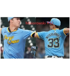 Men Milwaukee Brewers Brewers Misiorowski #32 Light Blue Color Stitched MLB jersey