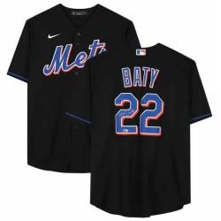 Men New York Mets 22 Brett Baty Black Cool Base Stitched Baseball Jersey