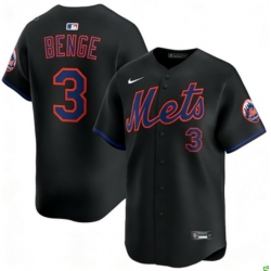 Men New York Mets Nike Carson Benge #3 Black Home Stitched Player Jersey