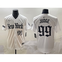Men New York Yankees 99 Aaron Judge White  27Gothic Legacy Edition 27 Vapor Premier Limited Stitched Baseball Jersey