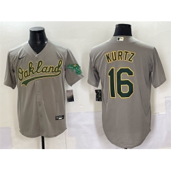 Men Oakland Athletics 16 Nick Kurtz Grey Cool Base Stitched Baseball Jersey