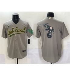 Men Oakland Athletics Team Big Logo Grey Cool Base Stitched Baseball Jersey