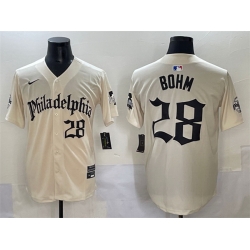 Men Philadelphia Phillies 28 Alec Bohm Cream Gothic Vapor Limited Stitched Jersey