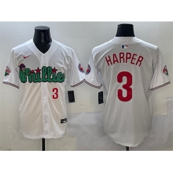 Men Philadelphia Phillies 3 Bryce Harper White Phanatic Limited Stitched Jersey 1