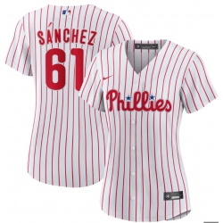 Women Nike Cristopher Sanchez White #61 Philadelphia Phillies Home Jersey