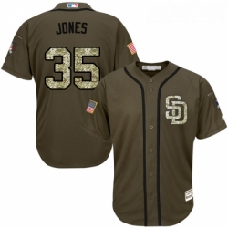 Youth Majestic San Diego Padres 35 Randy Jones Authentic Green Salute to Service Cool Base MLB Jersey