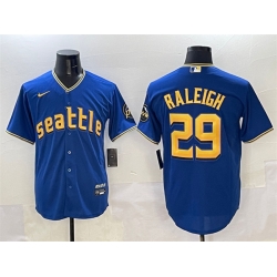 Men Seattle Mariners 29 Cal Raleigh Royal City Connect Cool Base Stitched Baseball Jersey