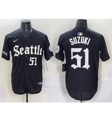 Men Seattle Mariners 51 Ichiro Suzuki Black  27Deep Sea Gothic Edition 27 Vapor Premier Limited Stitched Baseball Jersey