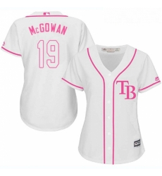 Womens Majestic Tampa Bay Rays 19 Dustin McGowan Replica White Fashion Cool Base MLB Jersey 