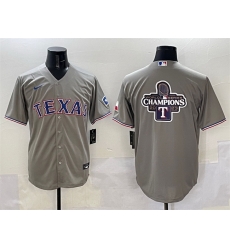Men Texas Rangers Grey 2023 World Series Champions Big Logo With Patch Cool Base Stitched Baseball Jersey Men Texas Rangers Grey 2023 World Series Champions Big Logo With Patch Cool Base Stitched Baseball Jersey