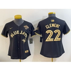 Youth Toronto Blue Jays 22 Ernie Clement Black Gold 2025 American League Champions Limited Stitched Baseball Jersey