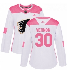 Womens Adidas Calgary Flames 30 Mike Vernon Authentic WhitePink Fashion NHL Jersey Womens Adidas Calgary Flames 30 Mike Vernon Authentic WhitePink Fashion NHL Jersey