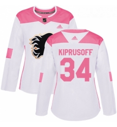 Womens Adidas Calgary Flames 34 Miikka Kiprusoff Authentic WhitePink Fashion NHL Jersey Womens Adidas Calgary Flames 34 Miikka Kiprusoff Authentic WhitePink Fashion NHL Jersey