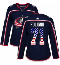 Womens Adidas Columbus Blue Jackets 71 Nick Foligno Authentic Navy Blue USA Flag Fashion NHL Jersey Womens Adidas Columbus Blue Jackets 71 Nick Foligno Authentic Navy Blue USA Flag Fashion NHL Jersey