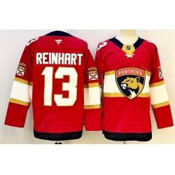 Men Florida Panthers 13 Sam Reinhart Red 2024 25 Home Stitched Hockey Jersey