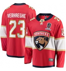 mens fanatics carter verhaeghe red florida panthers home breakaway jersey 2025 stanley cup champions