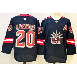 Men New York Rangers 20 Chris Kreider Navy 2024 25 With A Patch Stitched Hockey Jersey
