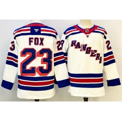 Men New York Rangers 23 Adam Fox White 2024 25 Away Stitched Hockey Jersey