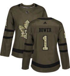 Womens Adidas Toronto Maple Leafs 1 Johnny Bower Authentic Green Salute to Service NHL Jersey Womens Adidas Toronto Maple Leafs 1 Johnny Bower Authentic Green Salute to Service NHL Jersey