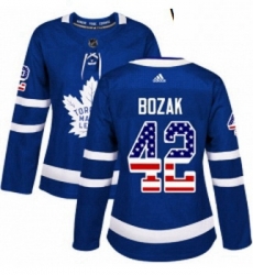 Womens Adidas Toronto Maple Leafs 42 Tyler Bozak Authentic Royal Blue USA Flag Fashion NHL Jersey Womens Adidas Toronto Maple Leafs 42 Tyler Bozak Authentic Royal Blue USA Flag Fashion NHL Jersey