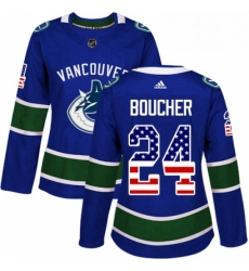Womens Adidas Vancouver Canucks 24 Reid Boucher Authentic Blue USA Flag Fashion NHL Jersey Womens Adidas Vancouver Canucks 24 Reid Boucher Authentic Blue USA Flag Fashion NHL Jersey